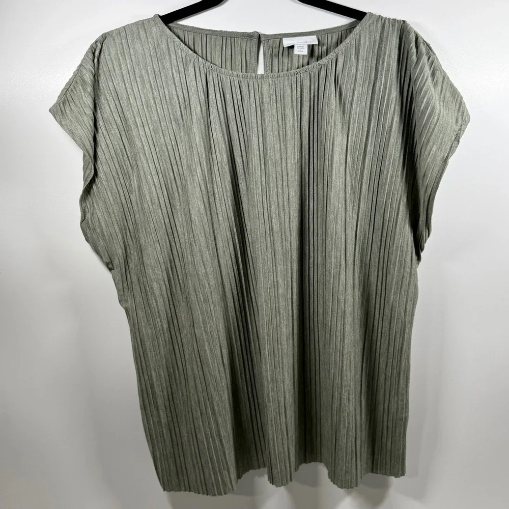 J Jill Pure Jill Pleated Top and Wide Leg Matching Set Sage Green Large Petite - Picture 1 of 12